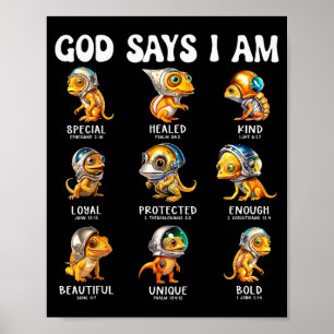 Gott sagt, ich bin Astronaut-Reptil-Schrift Bibel  Poster