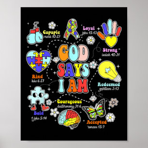 Gott sagt, ich bin Autismus-Bewusstsein Sei nett C Poster
