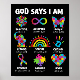 Gott sagt, ich bin Autismus Christliche Junge Mädc Poster