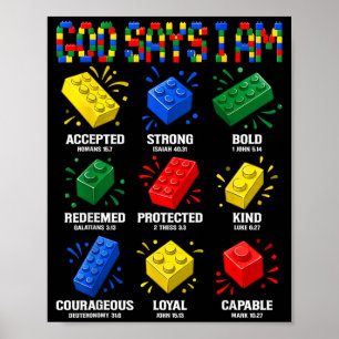 Gott sagt, ich bin Bausteine Christlicher Liebhabe Poster