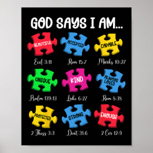 Gott sagt, ich bin Bibelverse Christlich Autismus  Poster