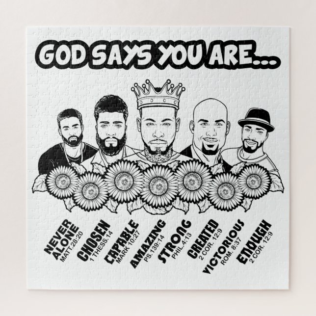 Gott sagt, ich bin Black King Melanin Man Bruh Bro Puzzle (Vertikal)