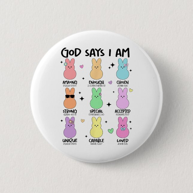 Gott sagt, ich bin Christlich Jungs Mädchen Kleink Button (Vorderseite)