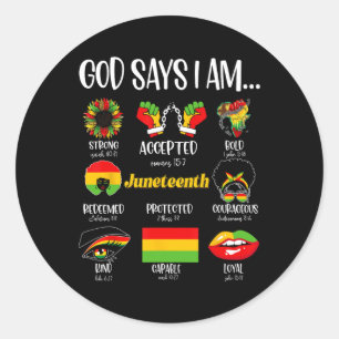 Gott sagt, ich bin Christlich Melanin Black Histor Runder Aufkleber