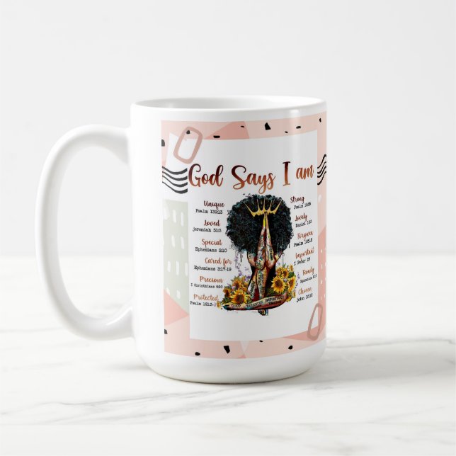 Gott sagt, ich bin Christlich Melanin Sista Black  Kaffeetasse (Links)