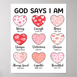 Gott sagt, ich bin christlicher Glaube Herz Valent Poster
