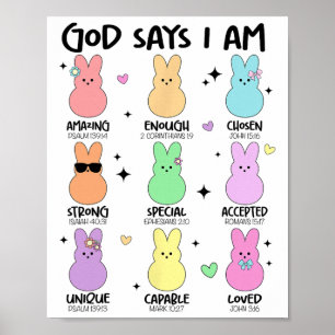 Gott sagt, ich bin christlicher Jungen Mädchen Kle Poster