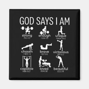 Gott sagt, ich bin christliches Fitnessstudio Frau Magnet