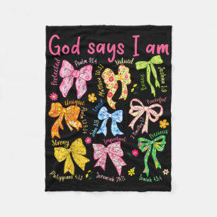 Gott sagt, ich bin Coquette Bow Floral Christlich  Fleecedecke