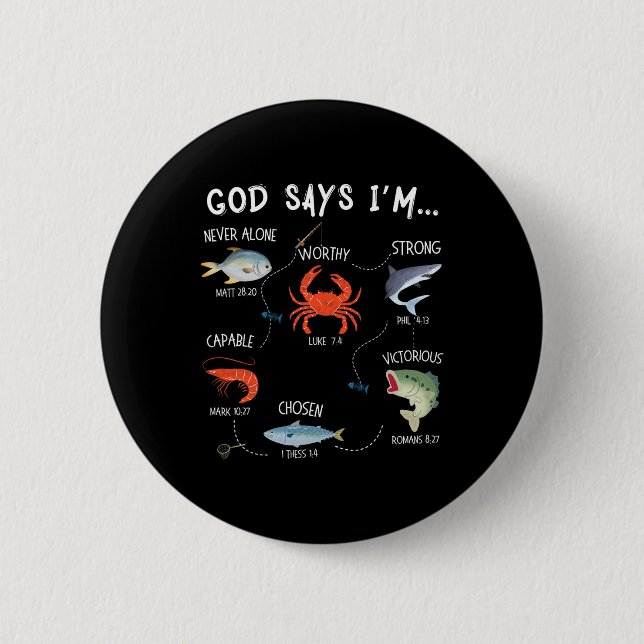 Gott sagt, ich bin ein christlicher Fischer, Bibel Button (Vorderseite)