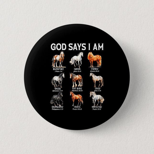 Gott sagt, ich bin ein christliches Pferd-Mädchen- Button (Vorderseite)