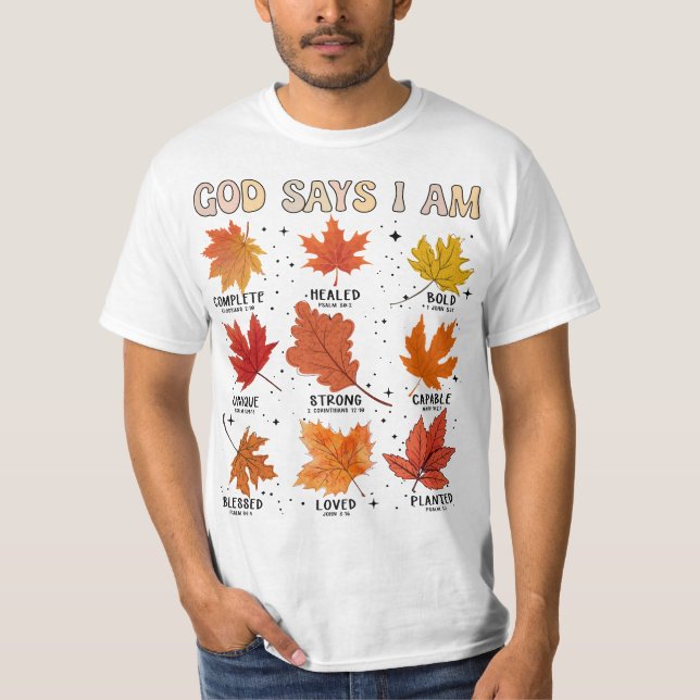 Gott sagt, ich bin Herbst Ernte Erntedank dankbar T-Shirt (Vorderseite)