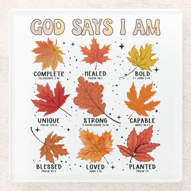 Gott sagt, ich bin Herbsternte Erntedank Spaß Glasuntersetzer (Vorderseite)