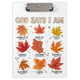 Gott sagt, ich bin Herbsternte Erntedank Spaß Klemmbrett