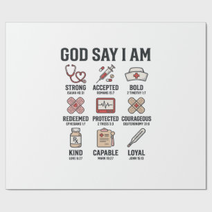 Gott sagt, ich bin Krankenschwester Glaube Vintage Geschenkpapier