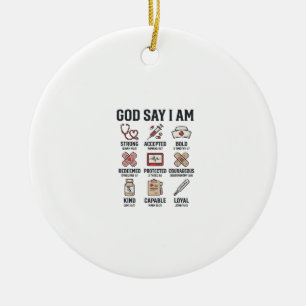 Gott sagt, ich bin Krankenschwester Glaube Vintage Keramik Ornament
