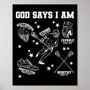 Gott sagt, ich bin Lacrosse Lover Men Christlich Poster