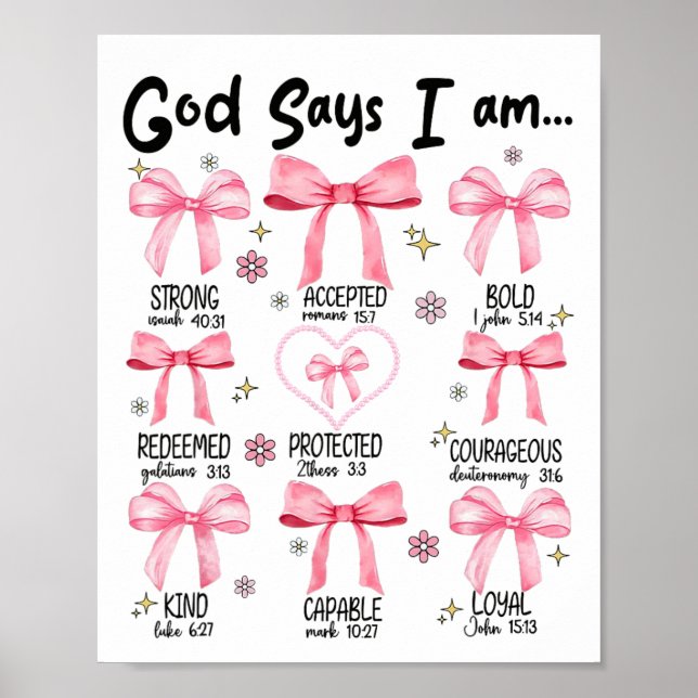 Gott sagt, ich bin rosa Coquette Christlich Jesus  Poster (Vorne)