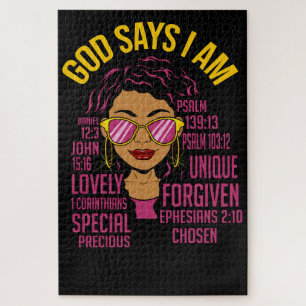 Gott sagt, ich bin schwarz Christlich Melanin Sist Puzzle