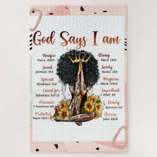 Gott sagt, ich bin schwarz Christlich Melanin Sist Puzzle