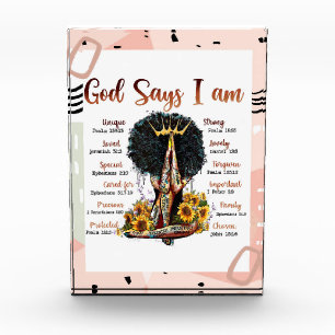 Gott sagt, ich bin schwarze Christliche Frauen Fotoblock