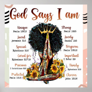 Gott sagt ICH BIN schwarze christliche Frauen Mela Poster