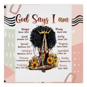 Gott sagt, ich bin schwarze Christliche Frauen Poster