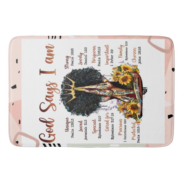 Gott sagt, ich bin schwarze Christliche Frauen Sis Badematte (Vorderseite)