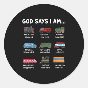 Gott sagt, ich bin Shirt Kleinkind Junge Christlic Runder Aufkleber
