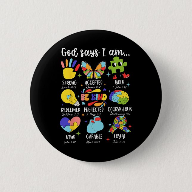 Gott sagt, ich sei ein netter Autismus Bewusstsein Button (Vorderseite)