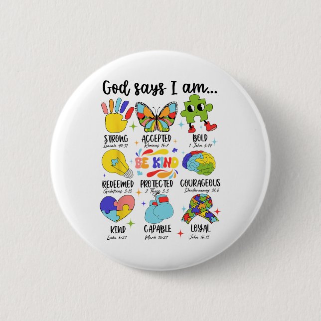 Gott sagt, ich sei ein netter Autismus Bewusstsein Button (Vorderseite)