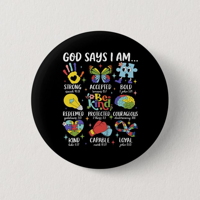 Gott sagt, ich sei ein netter Autismus Bewusstsein Button (Vorderseite)