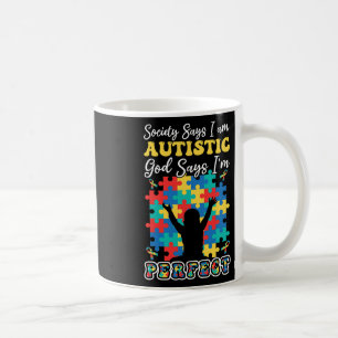 Gott sagt perfektes farbenfrohes Puzzle Kind Autis Kaffeetasse
