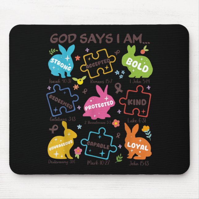 Gott sagt: Sei freundlich Autismus-Bewusstsein SPE Mousepad (Vorne)