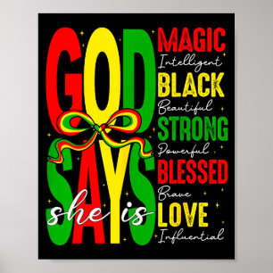 Gott sagt, sie ist Liebe segnet schwarze Geschicht Poster