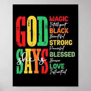 Gott sagt, sie sei magisch intelligent schwarz sch poster