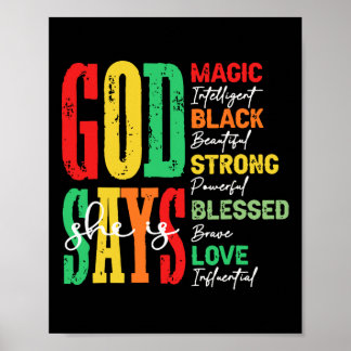 Gott sagt, sie sei magisch intelligent schwarz sch poster