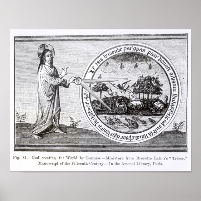 Gott schafft Welt durch Kompass Poster (Vorne)