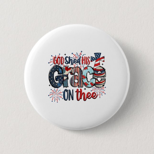 Gott schob seine Gnade am 4. Juli Groovy Patr Button (Vorderseite)