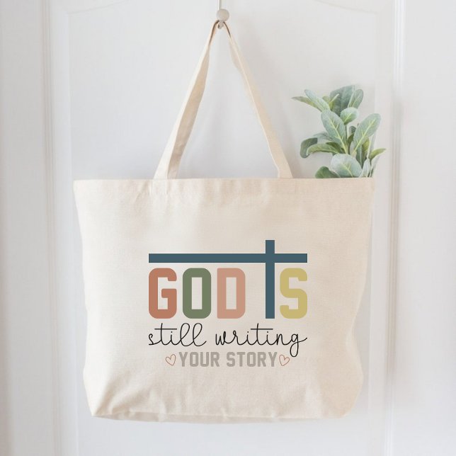 Gott schreibt noch immer Ihre Geschichte Christlic Jumbo Stoffbeutel (God Is Still Writing Your Story Christian Women Large Tote Bag)