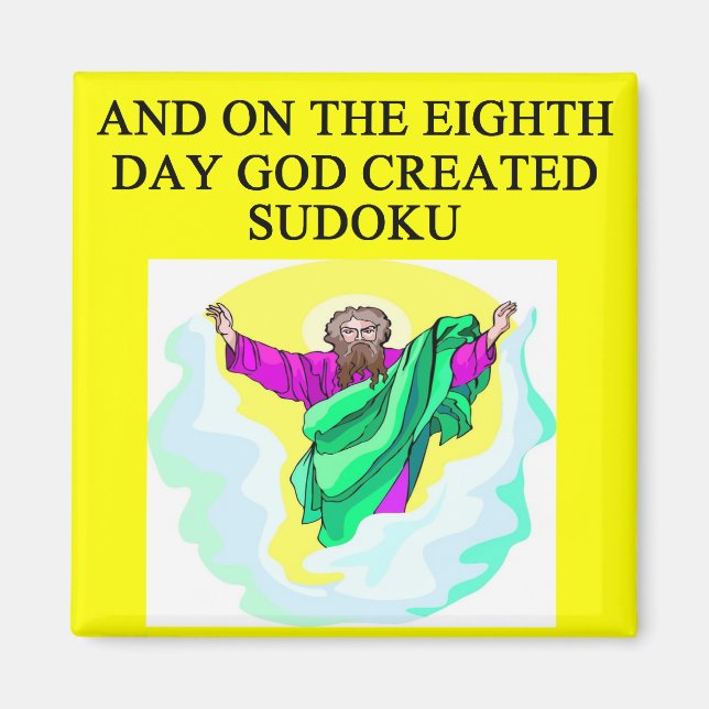 Gott schuf Sudoku Magnet (Vorne)