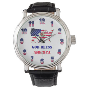 Gott segle America Patriot USA Bald Eagle Red Blue Armbanduhr