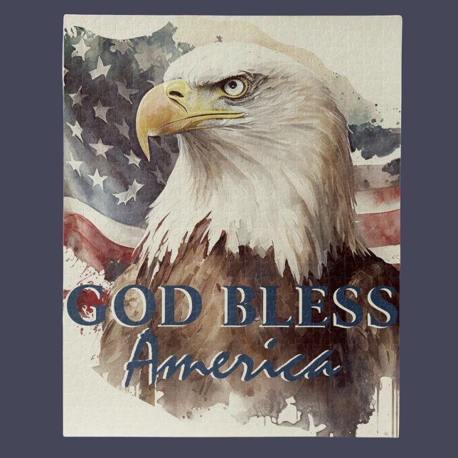 Gott segle America Patriotic Eagle Watercolor Puzzle (Von Creator hochgeladen)
