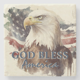 Gott segle America Patriotic Eagle Watercolor Steinuntersetzer