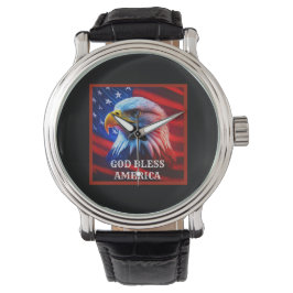 Gott segle Amerika US Flag Bald Eagle Armbanduhr