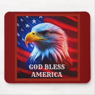 Gott segle Amerika US Flag Bald Eagle Mousepad