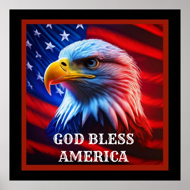 Gott segle Amerika US Flag Bald Eagle Poster (Vorne)
