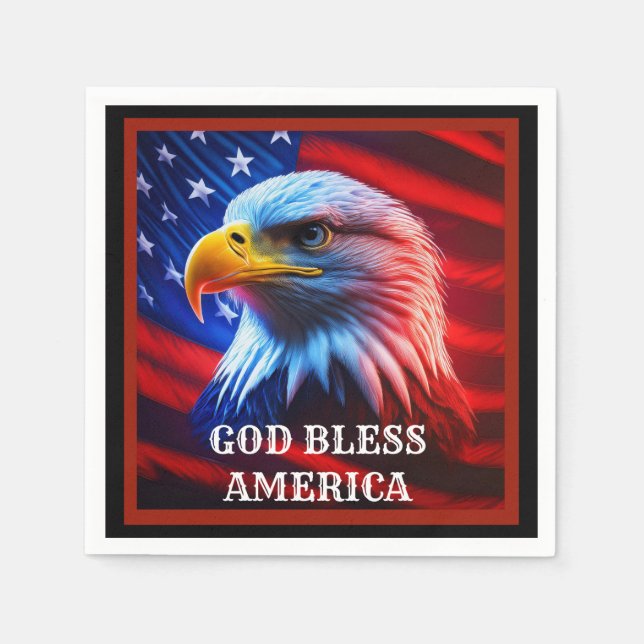 Gott segle Amerika US Flag Bald Eagle Serviette (Vorderseite)