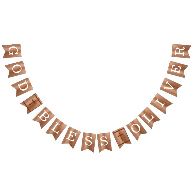 Gott segne 6 Briefe Kupfer Taufe Erste Kommune Wimpelkette (Alle)