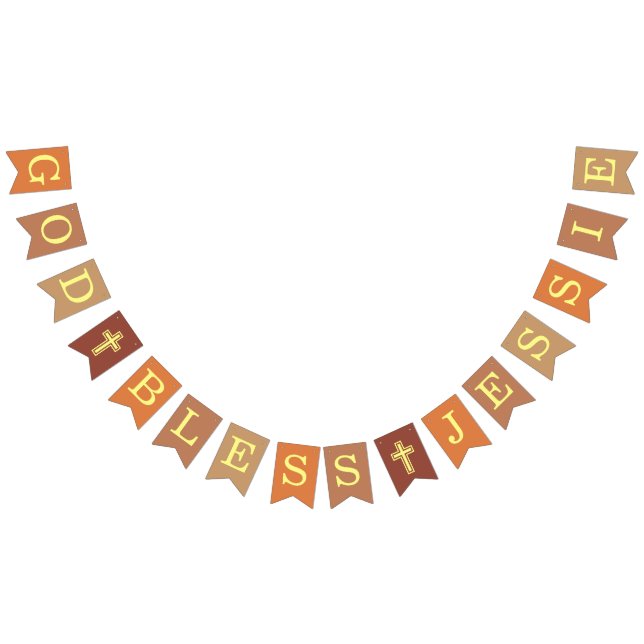 Gott segne 6 Briefe neutrale Taufen Bestätigung Wimpelkette (Alle)